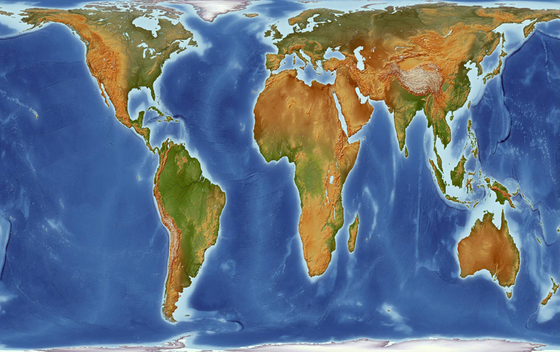 World Map Real Size – Topographic Map of Usa with States